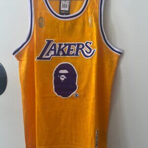 Bape x Mitchell & Ness Lakers Jersey Yellow